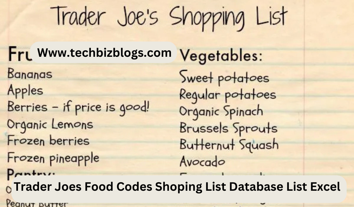 Trader Joes Food Codes Shoping List Database List Excel