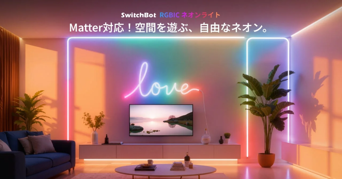 SwitchBot RGBIC Neon Light in a living room