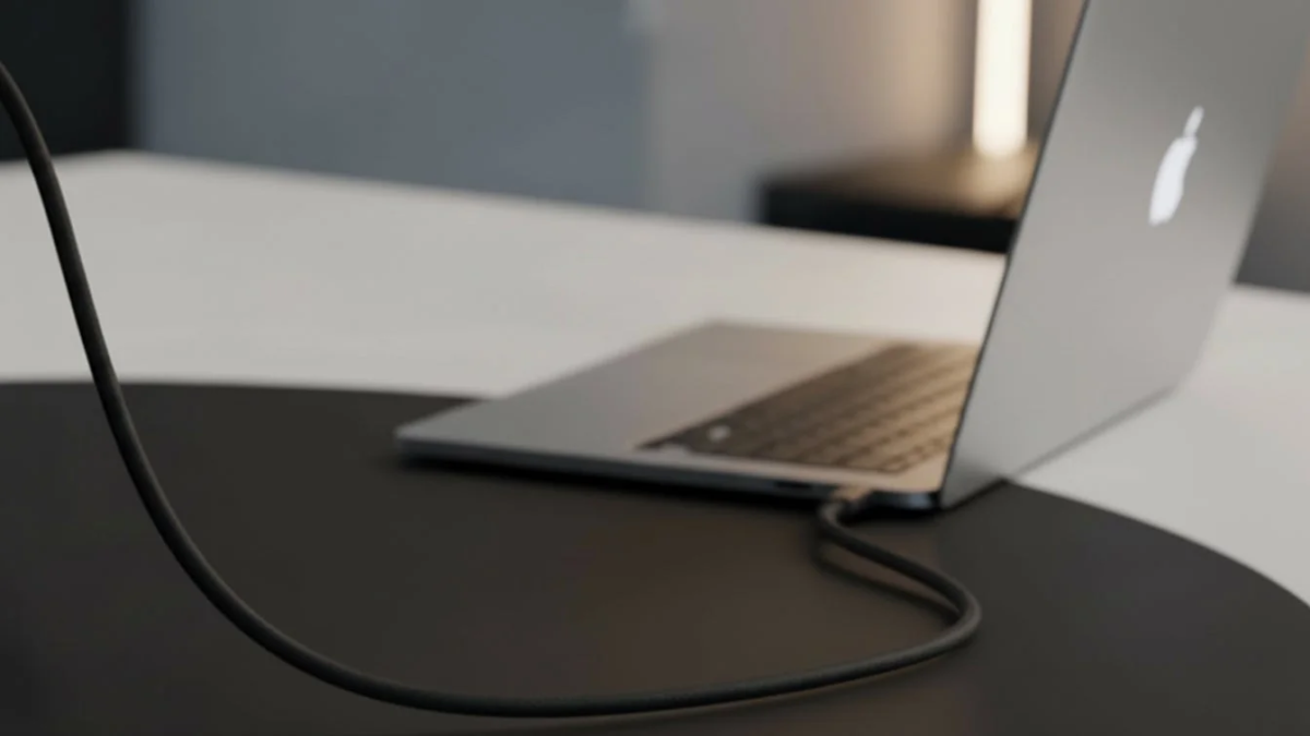 MacBook charging with cable