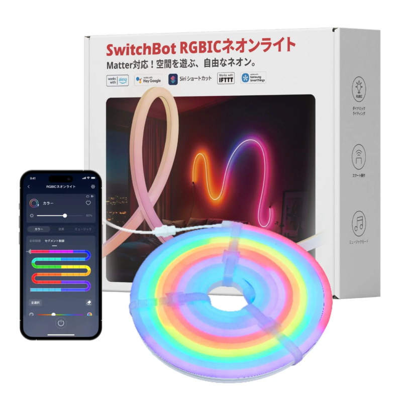 SwitchBot RGBIC Neon Light product overview and app control