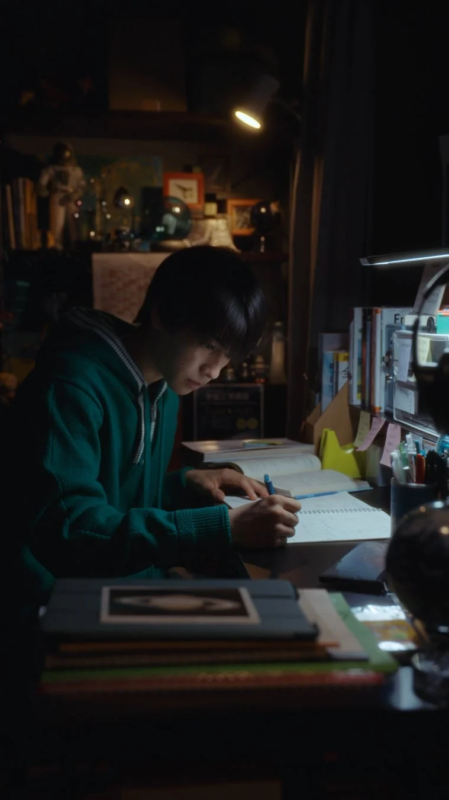 Student studying at desk