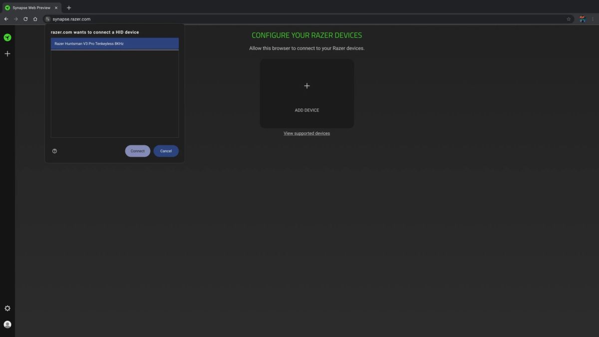 Razer Huntsman V3 Pro Connection Prompt