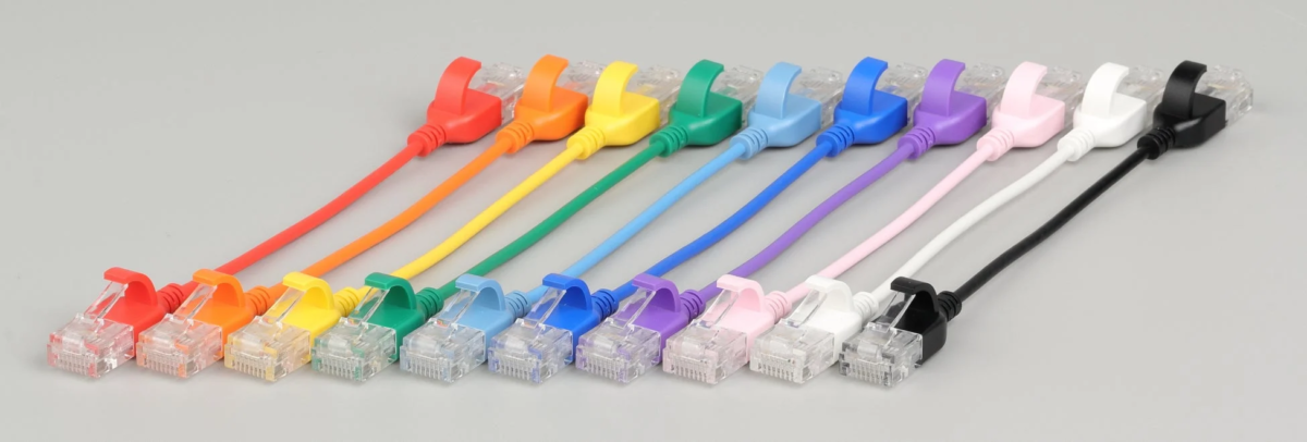 Assortment of colored LAN cables