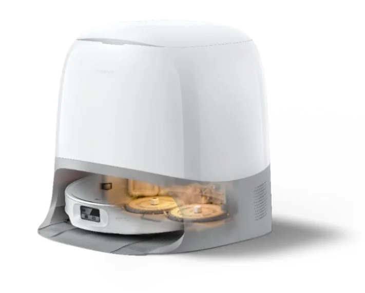 Roborock dock with robot vacuum inside