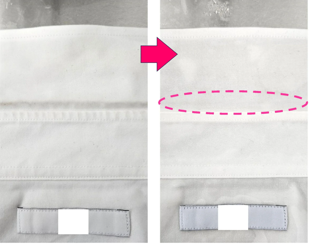 White fabric before/after