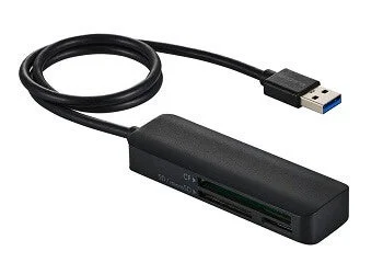 Product shot, black card reader with cable