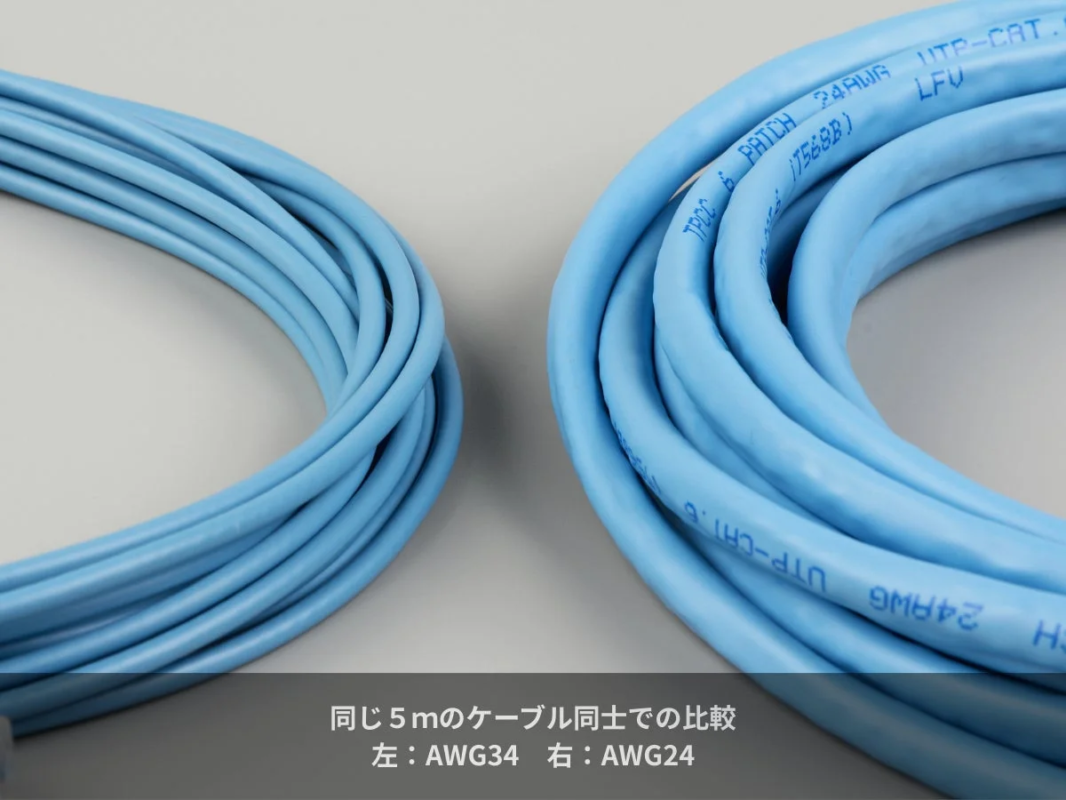 Comparison of AWG34 and AWG24 cables