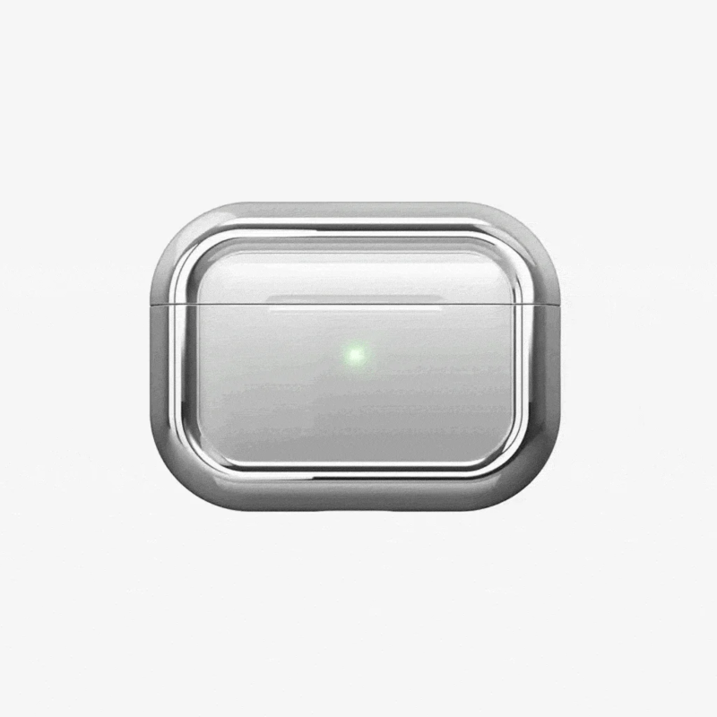 AirPods Pro in mirror silver Arc Pulse case with LED