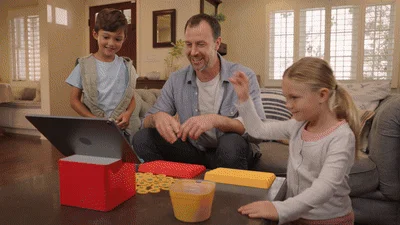 Family playing an interactive game