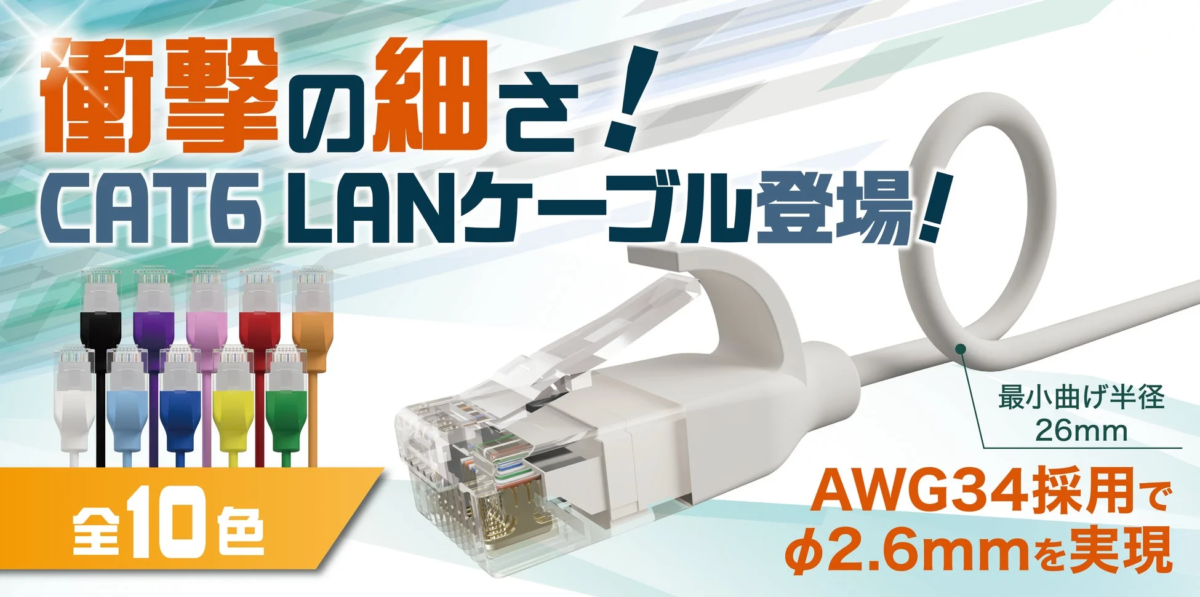 Ultra-slim CAT6 LAN cable