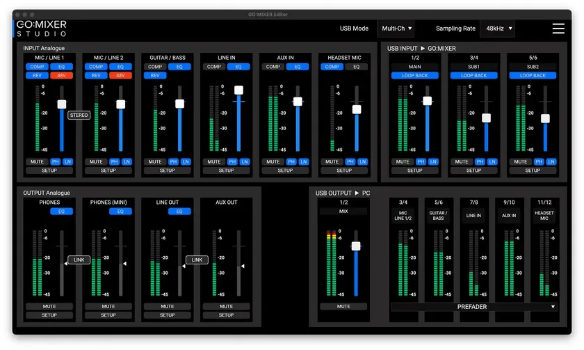 PC App GO:MIXER Editor Screen Image