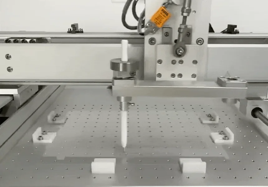 Industrial machine performing precise work, symbolizing durability testing