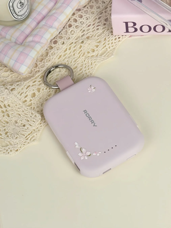 Lavender mobile battery with cherry blossoms