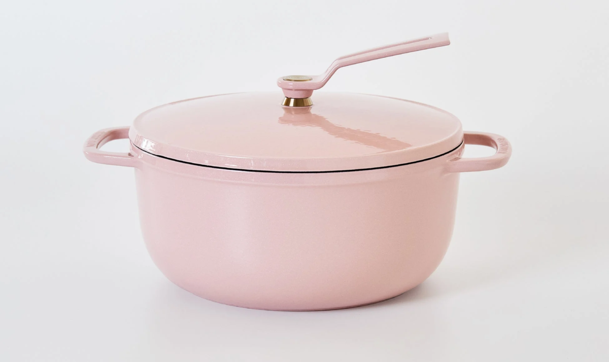 Pale pink cast iron pot