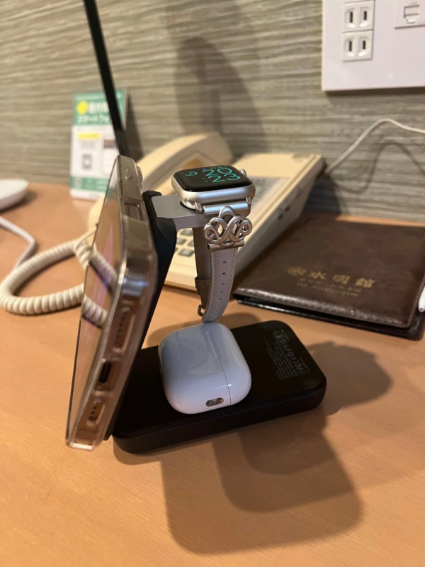 iPhone, Apple Watch, AirPods on wireless charger