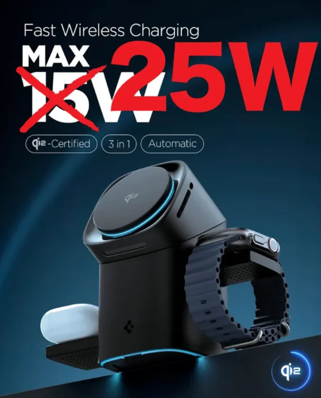 Fast Wireless Charging 25W Qi2 Certified 3-in-1 Automatic