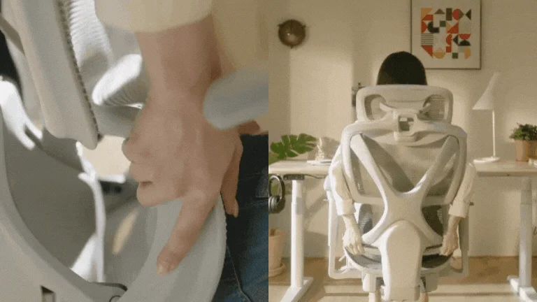 Person adjusting COFO Chair Pro 2, showing lumbar support