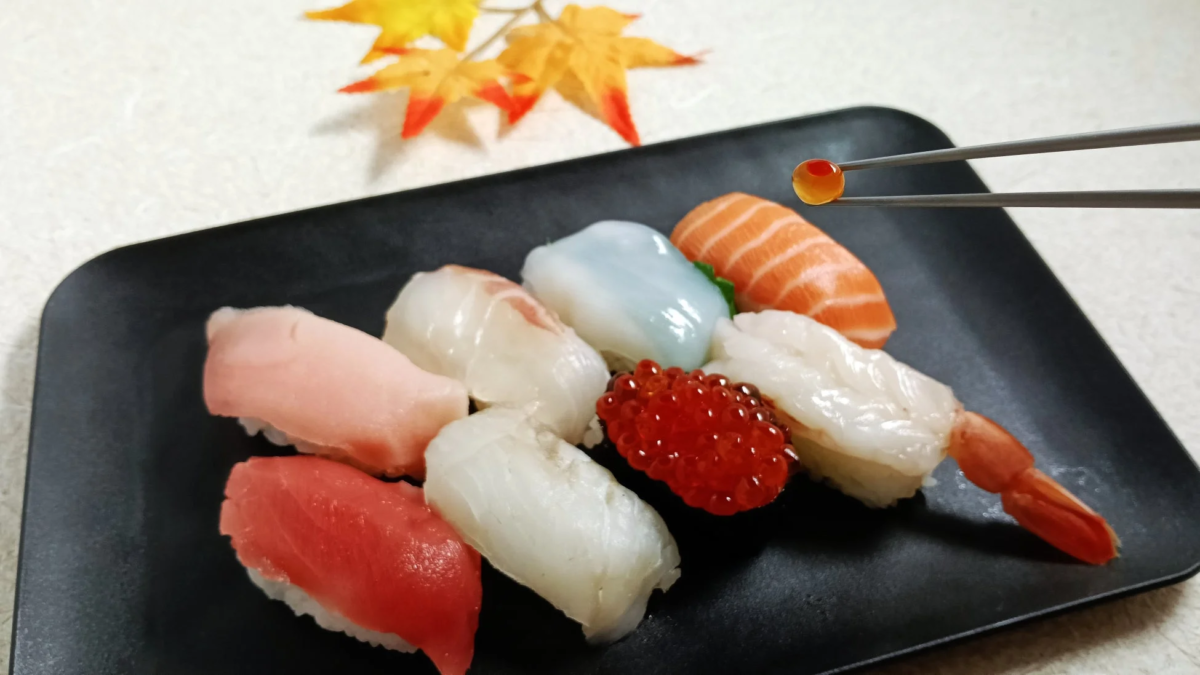 Sushi with chopsticks