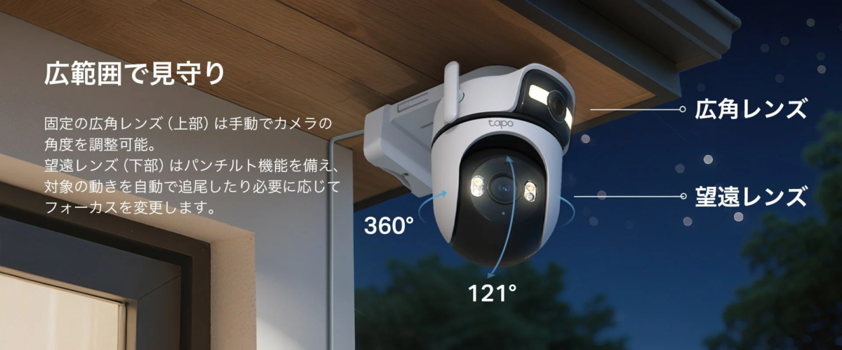Dual-lens monitoring with Tapo C545D