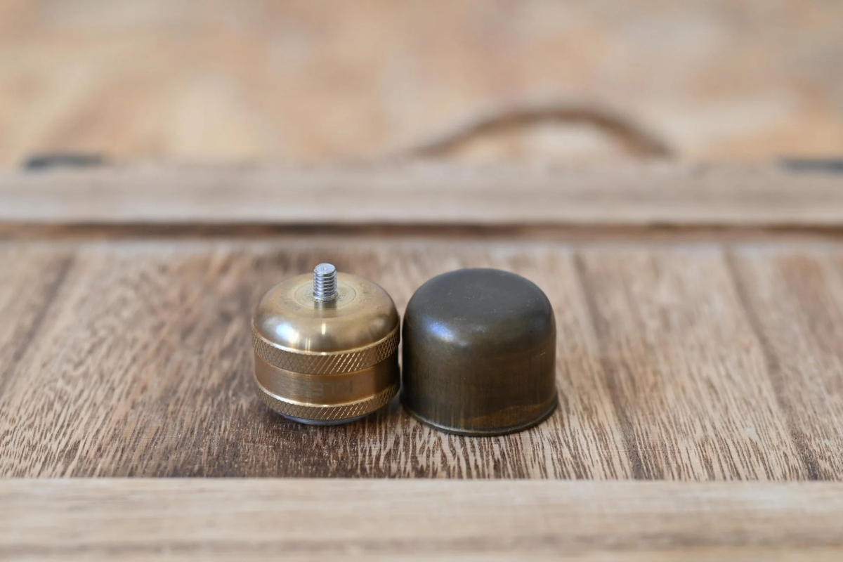 Brass Parts on Wood Surface