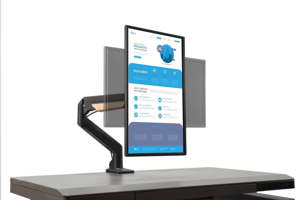 Vertical monitor setup with monitor arm