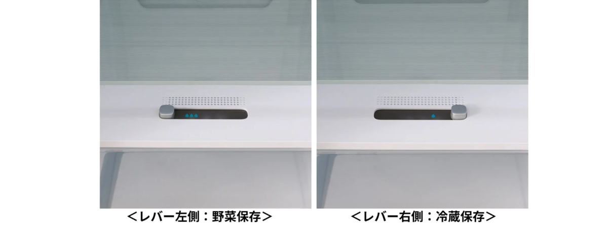 Multi-case with a lever indicating settings for vegetable preservation (left) and refrigeration (right)