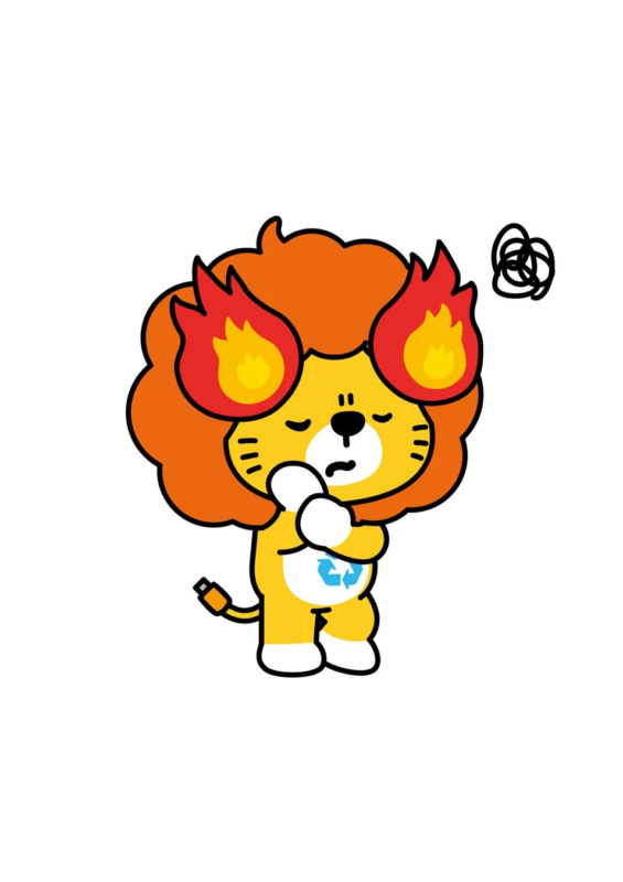 Li-ion-kun with confused/angry expression