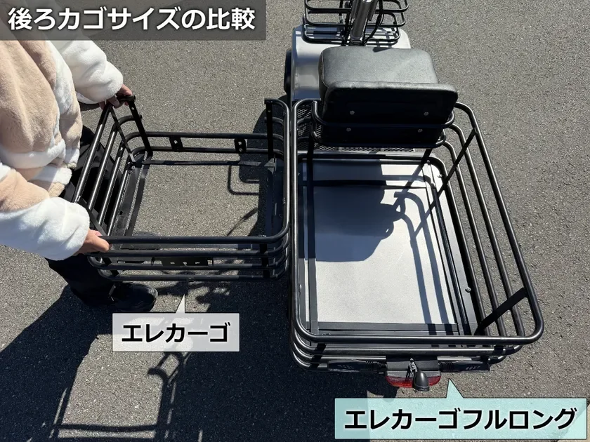 Comparison of rear basket sizes