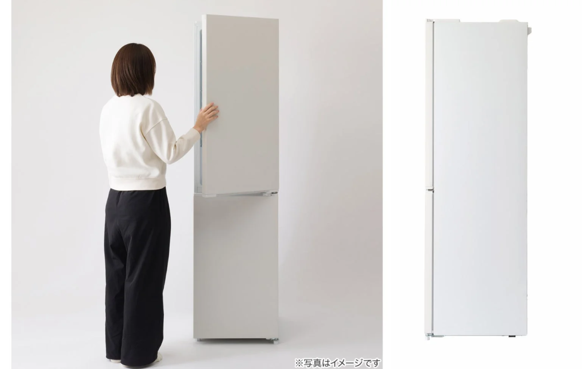 Slim design with a person opening the refrigerator door