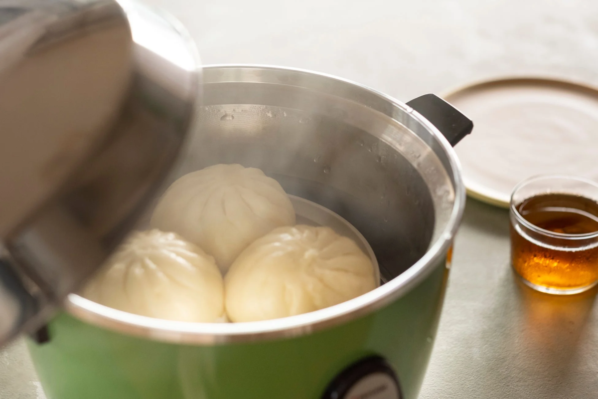 Steamed buns in a green Tatung Electric Pot