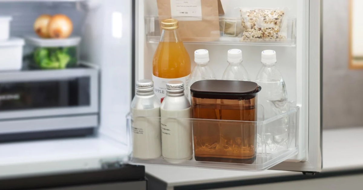 Refrigerator interior with pitcher