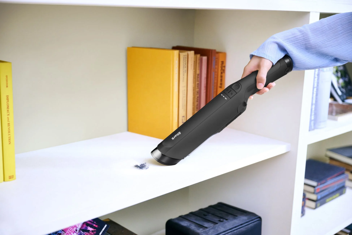 Handheld vacuum cleaning bookshelf