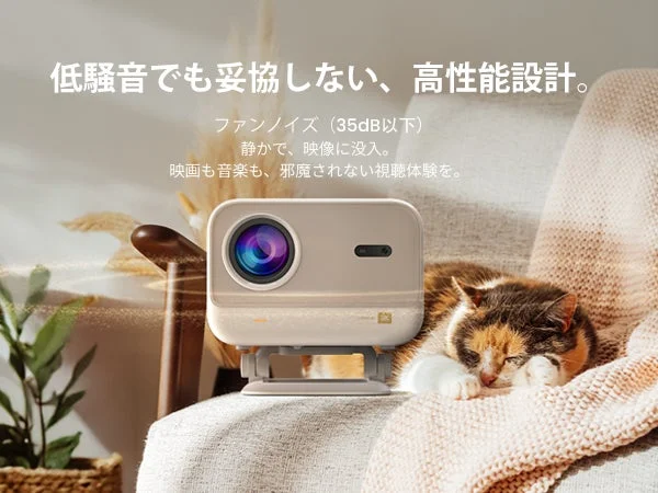 Projector with cat, emphasizing low noise