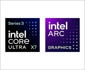 Intel Core Ultra X7 Series 3 Processor and Intel Arc Graphics logos