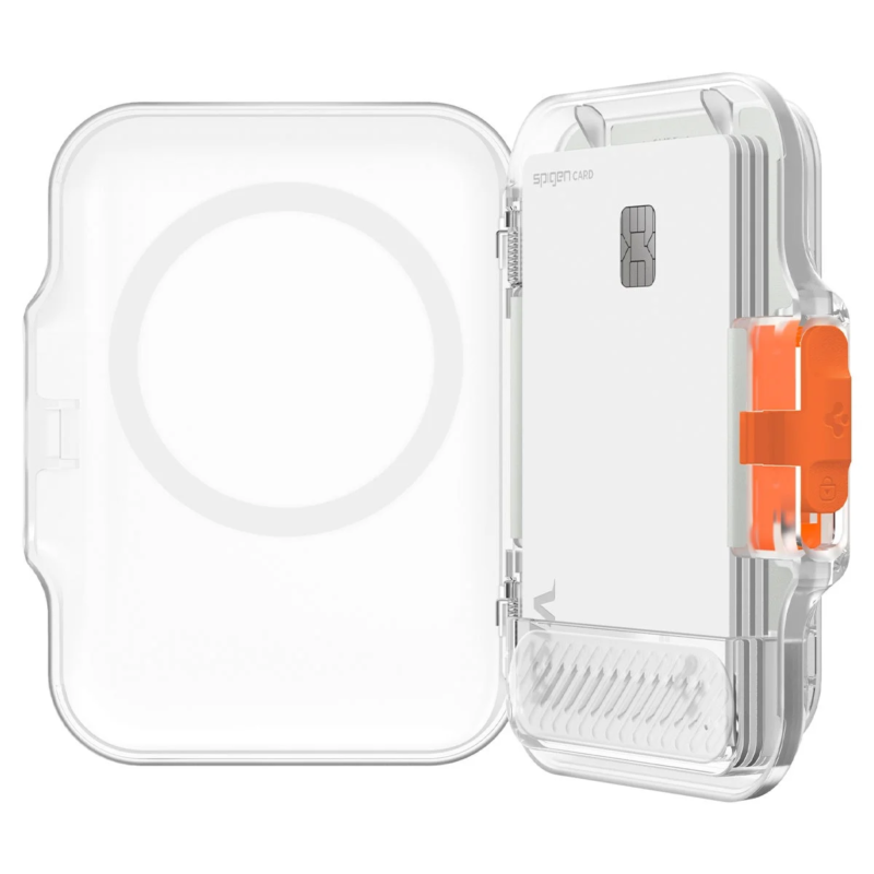 Open MagSafe compatible card case with Spigen card
