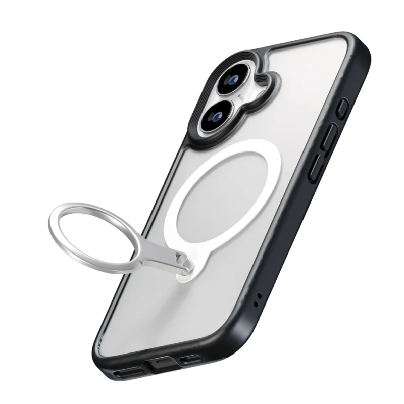 White MagSafe-Compatible Ring Holder on a clear case