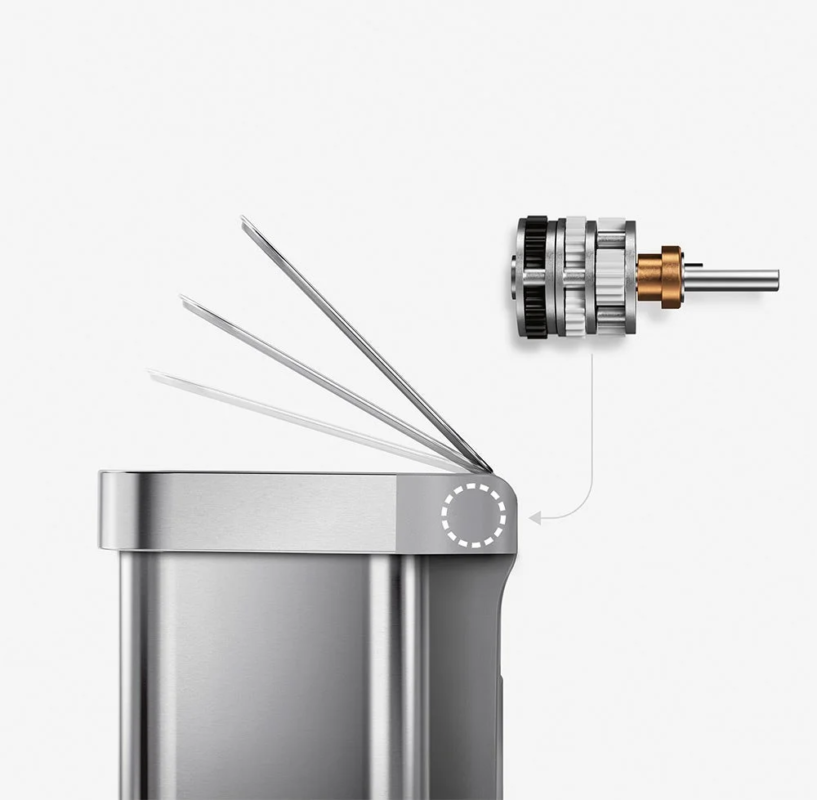 Internal gear mechanism for slow-closing lid