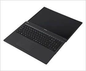 Opened black laptop showing keyboard and screen