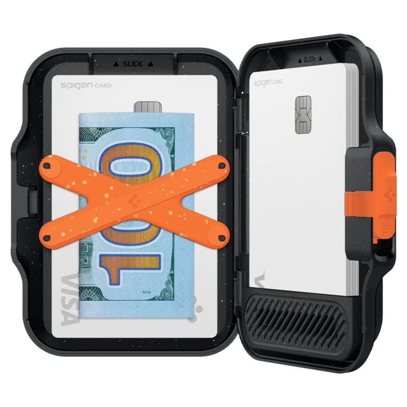 Spigen card case with cash and card inside