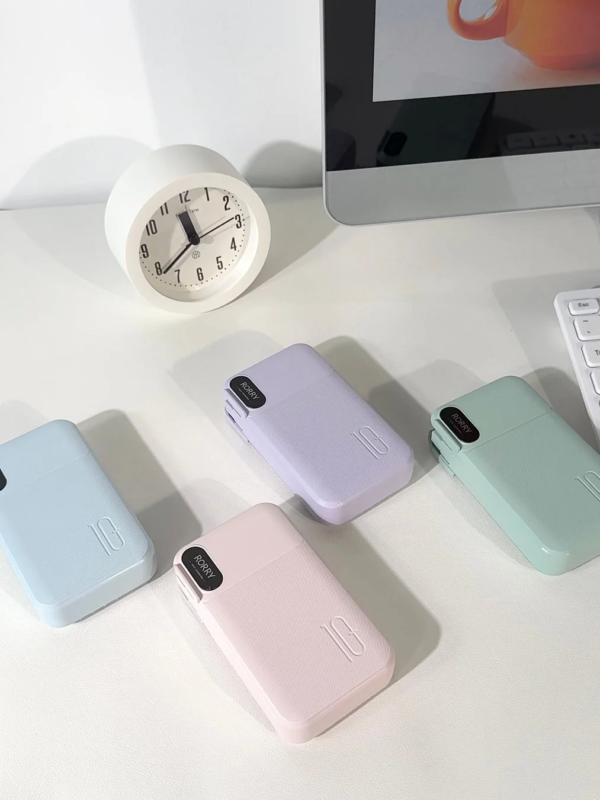 Pastel RORRY mobile batteries on desk