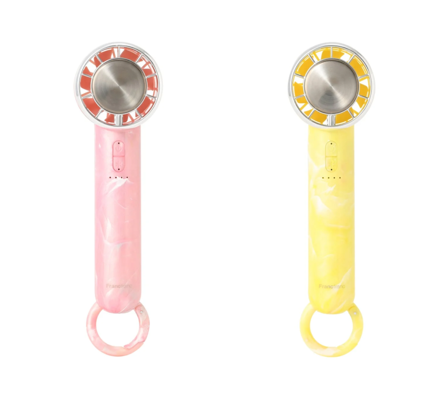 Pink and yellow marble pattern handy fans