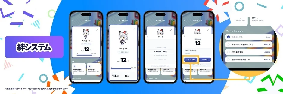 Kizuna system and profile screen