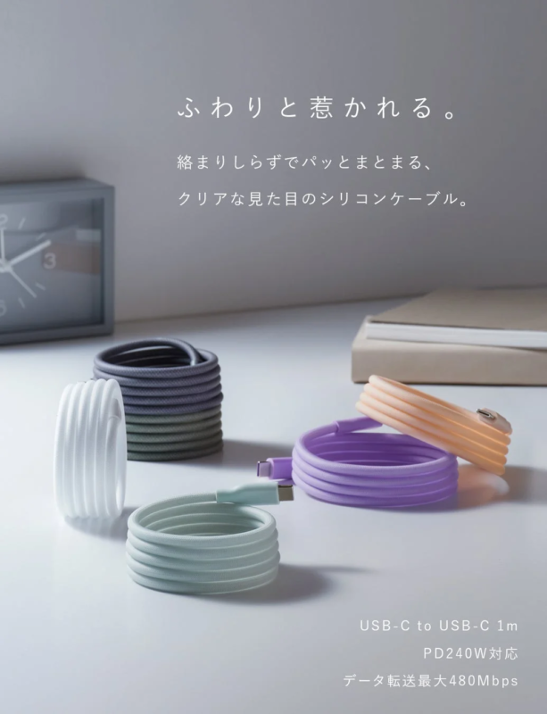 Spiral Silicone Cable Clear Color CtoC 1m