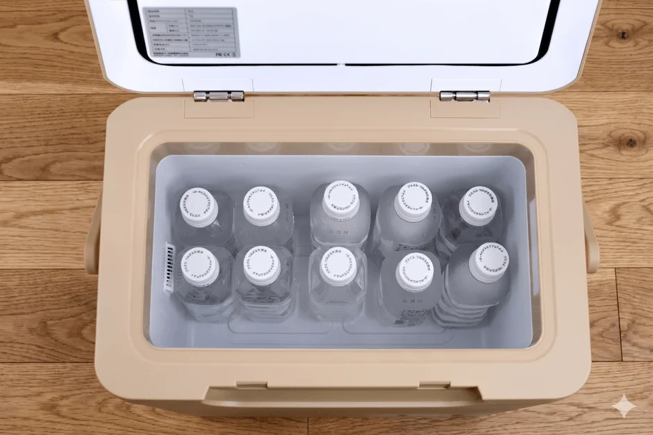 Drinks in the portable refrigerator