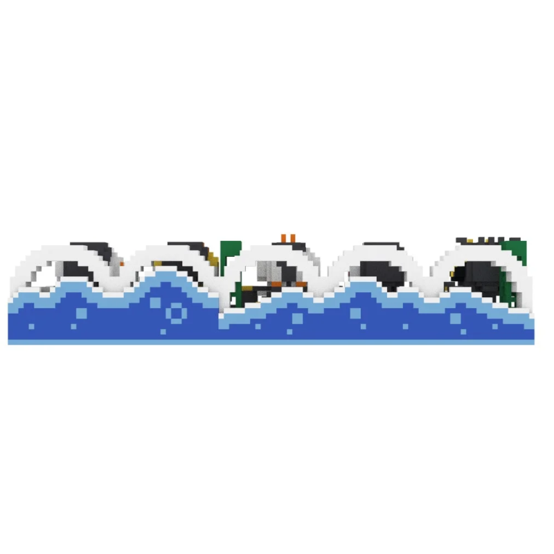 Penguins jumping in pixel art