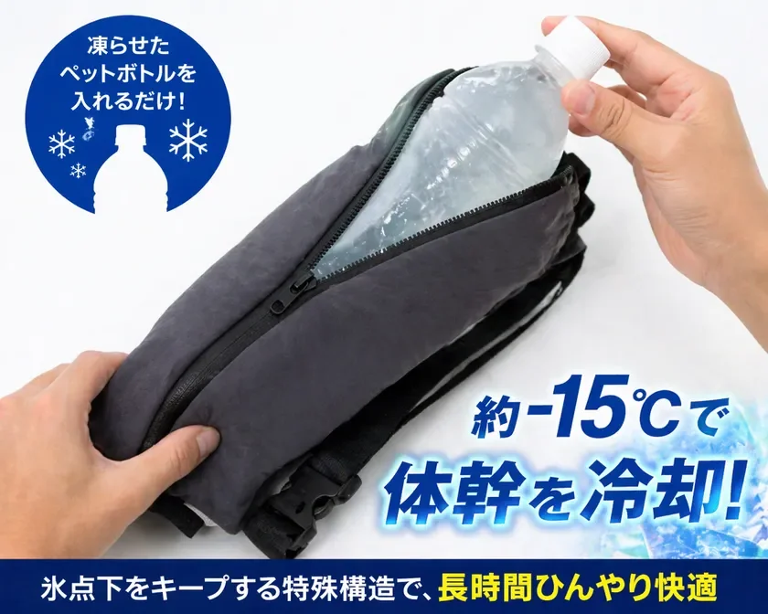 Just insert a frozen PET bottle