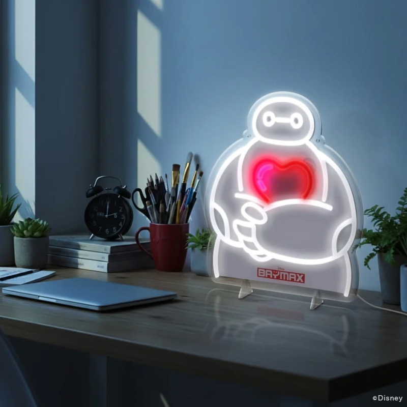 Baymax Neon Sign on Desk