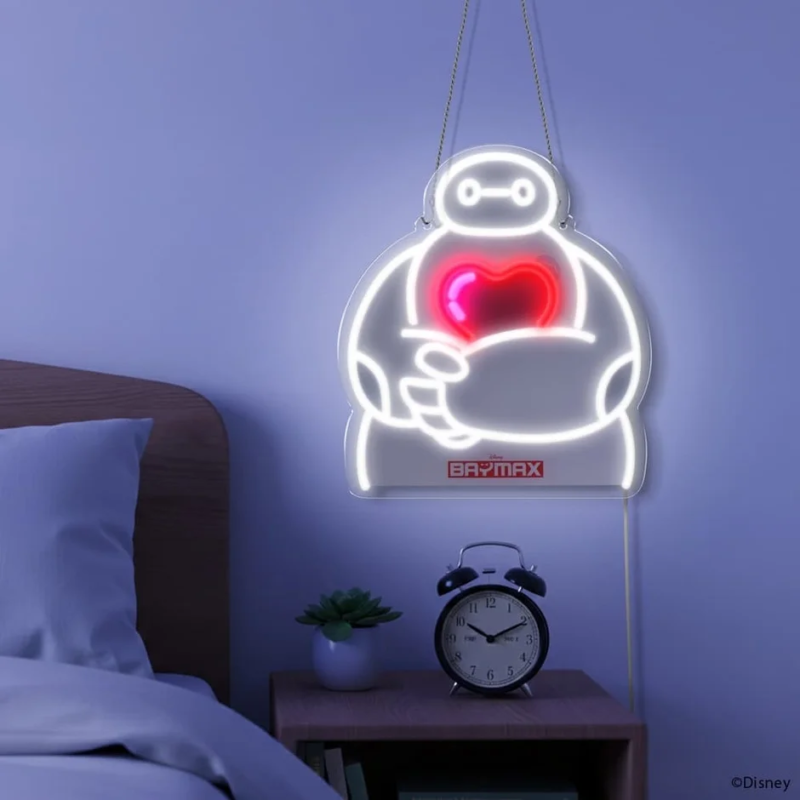 Baymax Neon Sign in Bedroom