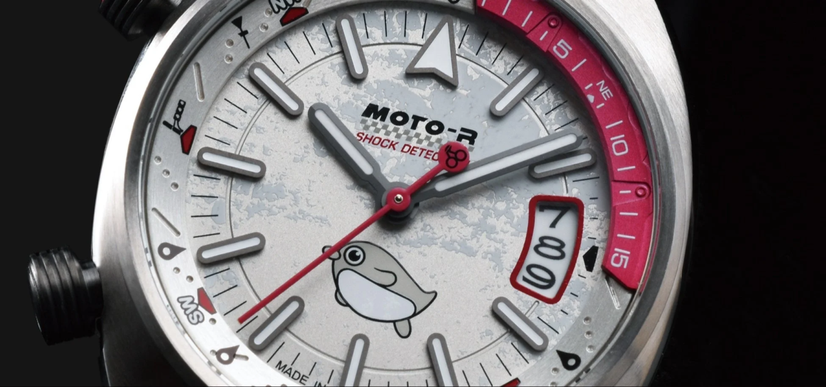 Dial design with concrete texture and penguin motif