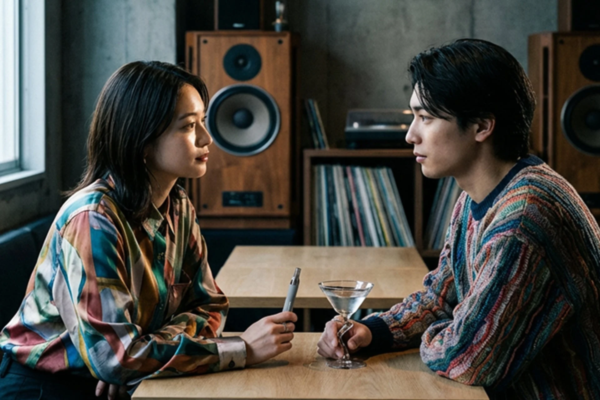 Couple at cafe with OXIA